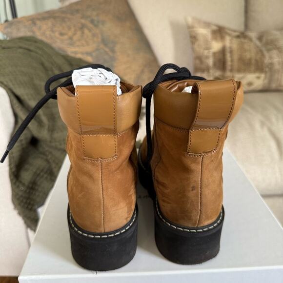 & Other Stories Lace Up Brown Combat Boots - Picture 9 of 14